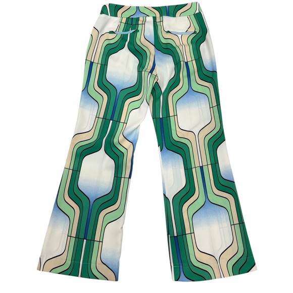 Marella By Max Mara Addirsi Trouser Women's US 10 Bright Green Crepe Geo Print - Picture 11 of 16